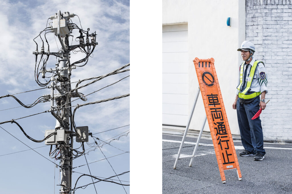 Tokyo streets, electrical wires, Japanese worker, Daikanyama, Tokyo street photography